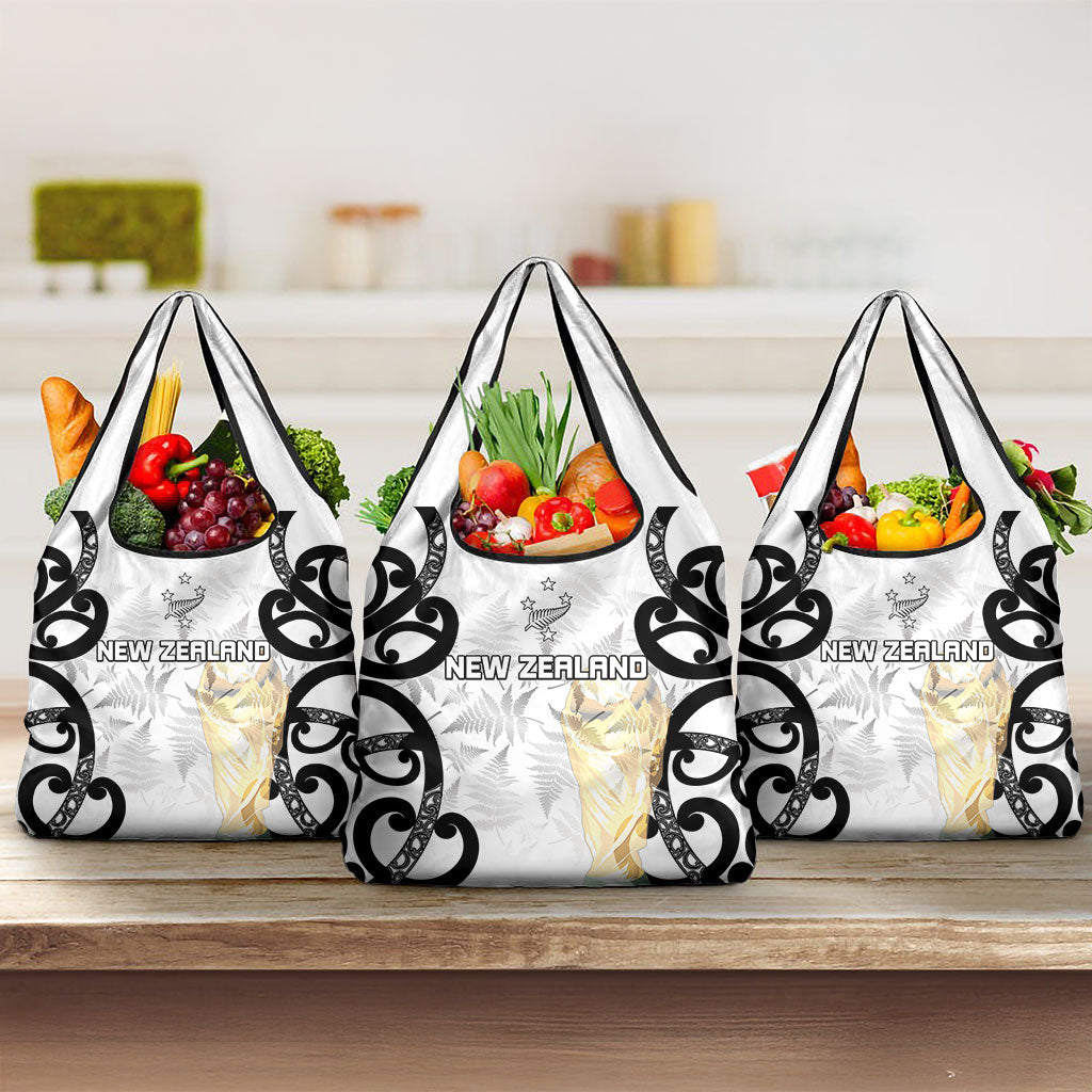 New Zealand WC2026 White Grocery Bag Silver Fern LT7 3-pack One Size White - Polynesian Pride