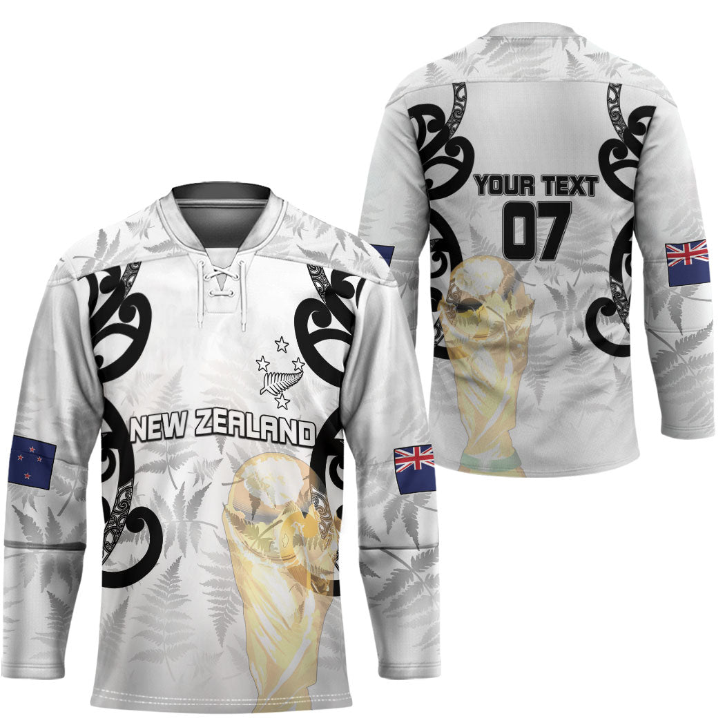 New Zealand WC2026 Custom White Hockey Jersey Silver Fern LT7 - Polynesian Pride