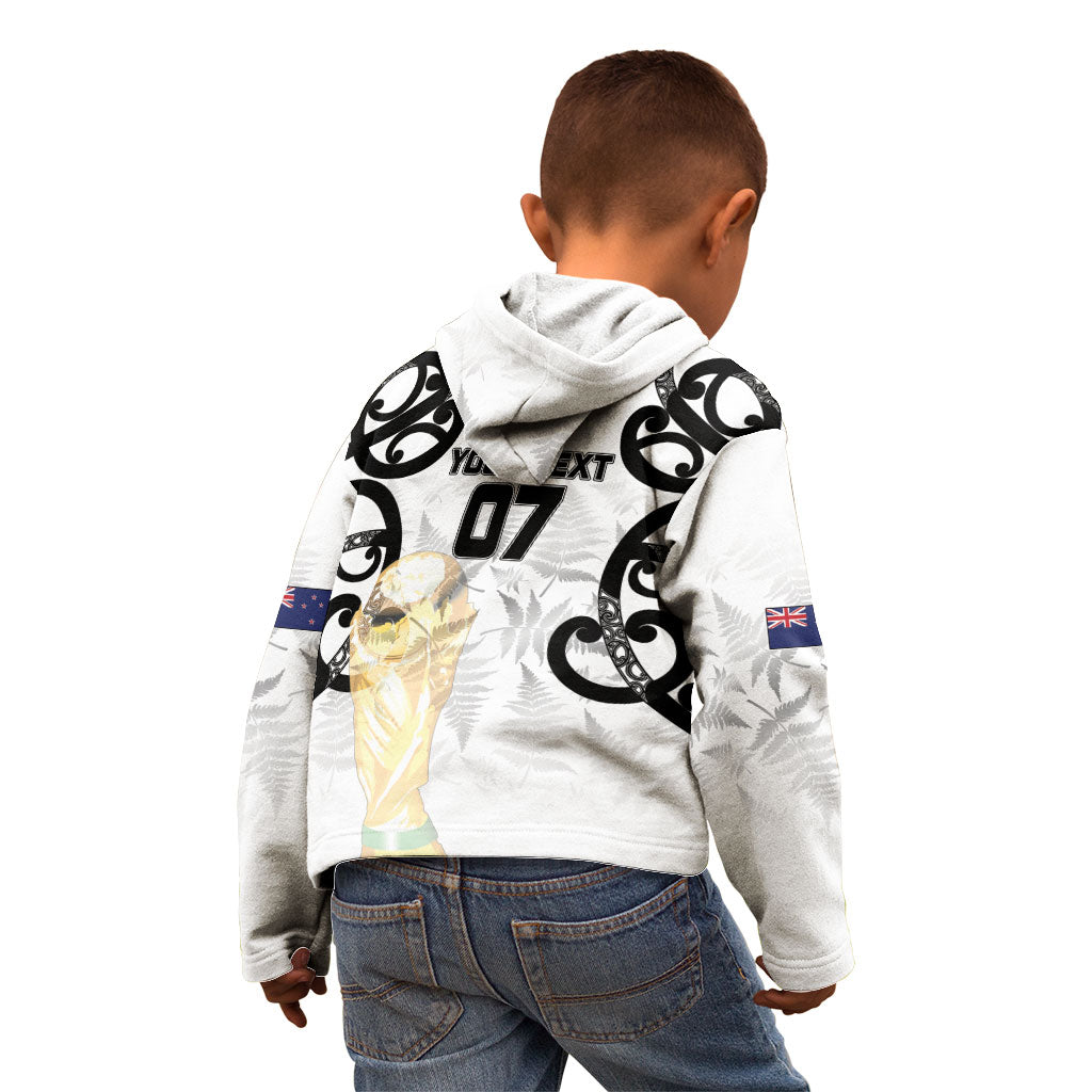 New Zealand WC2026 Custom White Kid Hoodie Silver Fern LT7 - Polynesian Pride