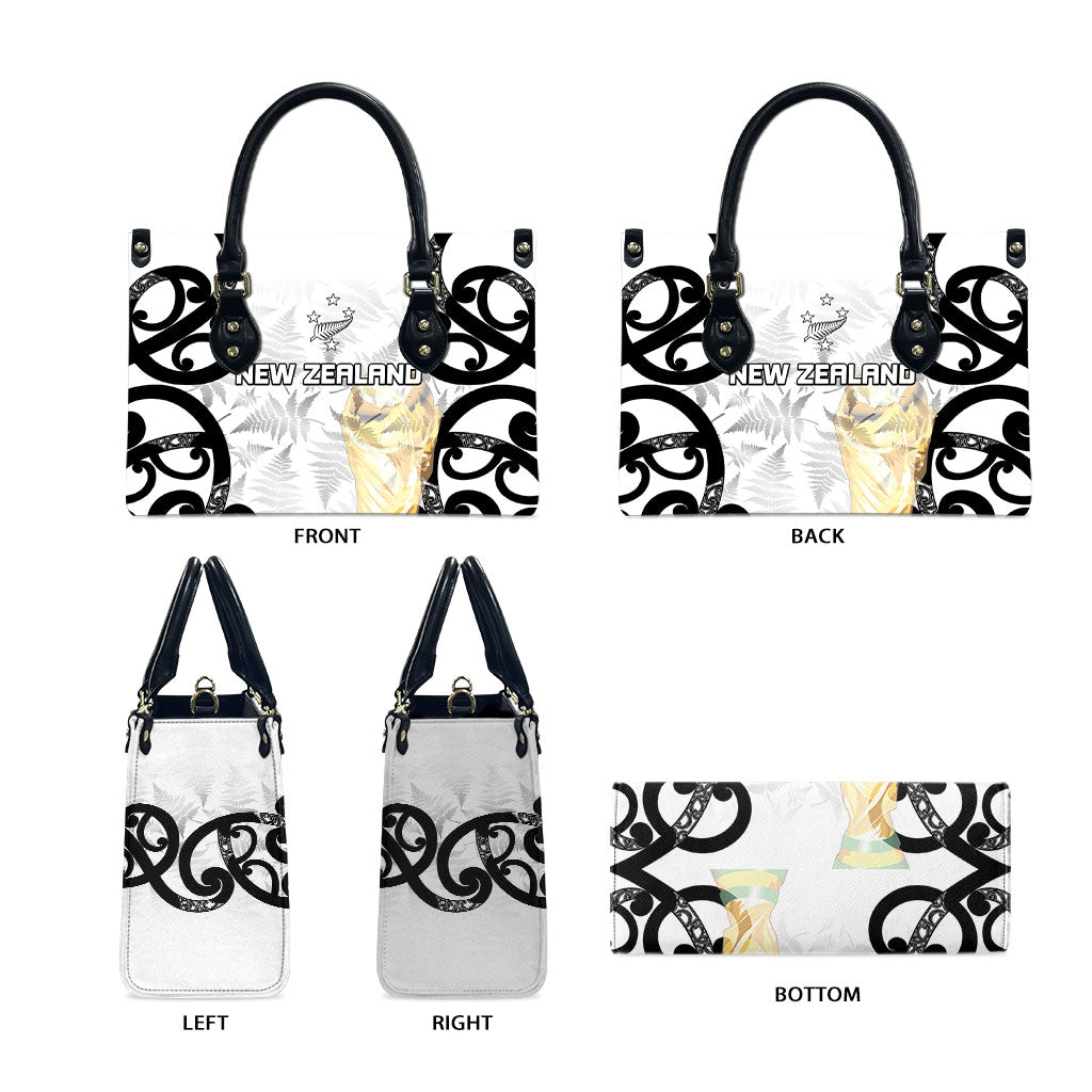 New Zealand WC2026 White Leather Bag Silver Fern LT7 - Polynesian Pride