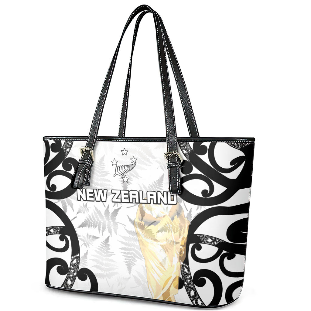 New Zealand WC2026 White Leather Tote Bag Silver Fern LT7 - Polynesian Pride