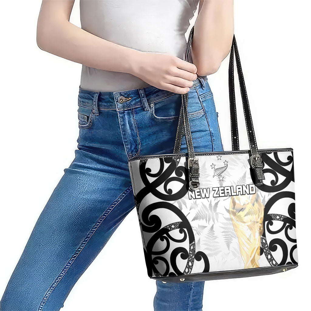 New Zealand WC2026 White Leather Tote Bag Silver Fern LT7 - Polynesian Pride