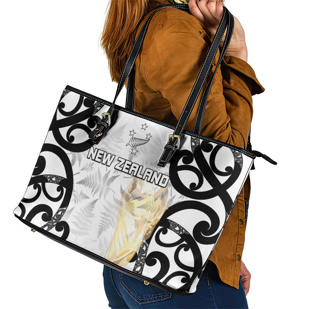 New Zealand WC2026 White Leather Tote Bag Silver Fern LT7 - Polynesian Pride