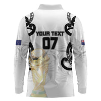 New Zealand WC2026 Custom White Long Sleeve Polo Shirt Silver Fern LT7 - Polynesian Pride
