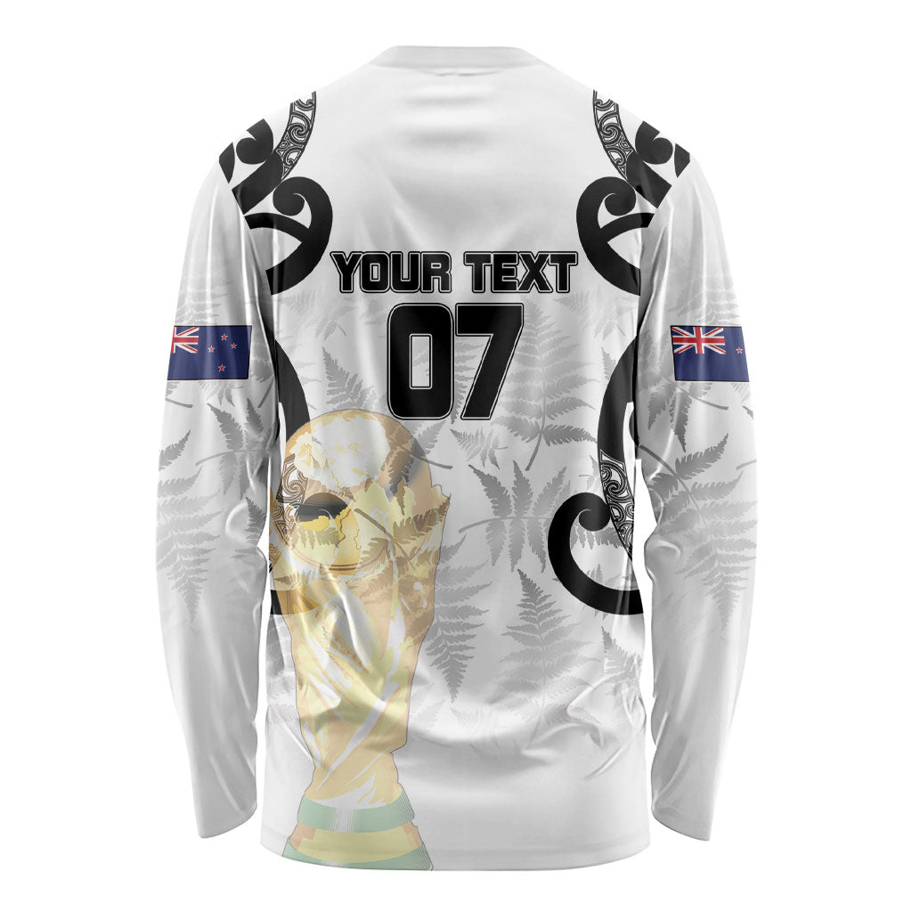 New Zealand WC2026 Custom White Long Sleeve Shirt Silver Fern LT7 - Polynesian Pride