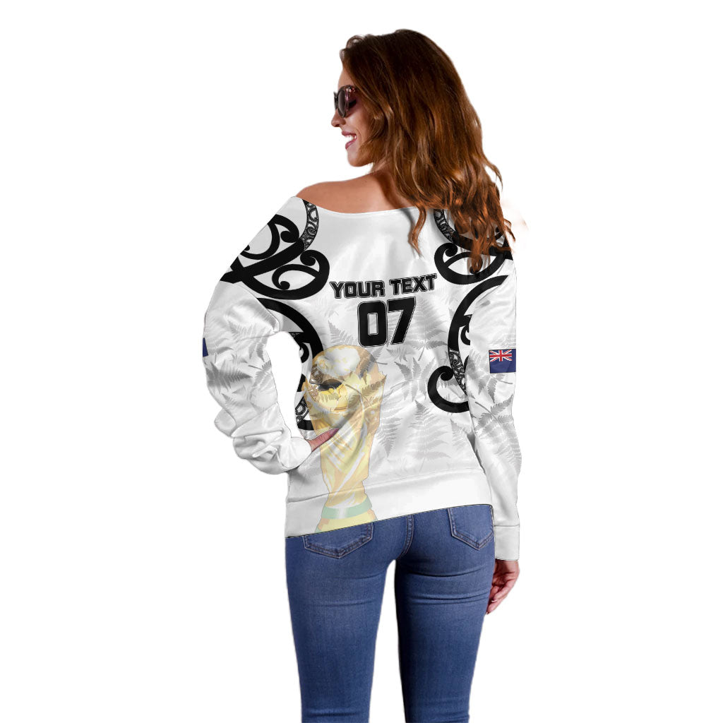New Zealand WC2026 Custom White Off Shoulder Sweater Silver Fern LT7 - Polynesian Pride