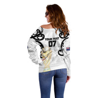 New Zealand WC2026 Custom White Off Shoulder Sweater Silver Fern LT7 - Polynesian Pride