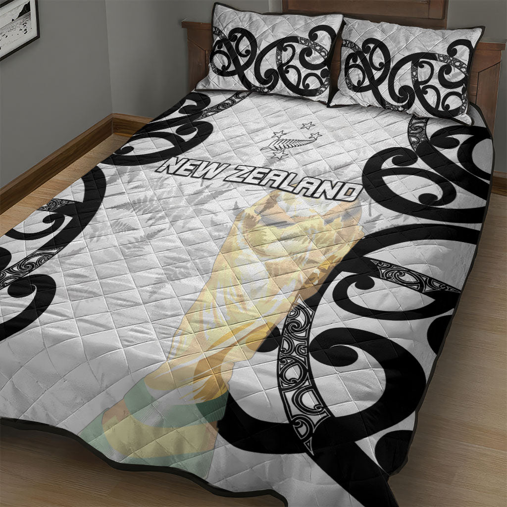 New Zealand WC2026 White Quilt Bed Set Silver Fern LT7 - Polynesian Pride