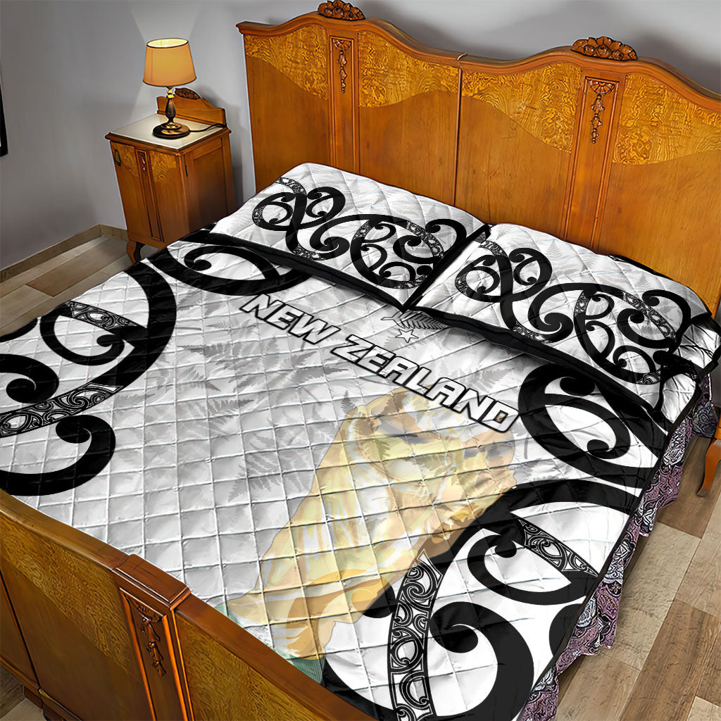 New Zealand WC2026 White Quilt Bed Set Silver Fern LT7 - Polynesian Pride