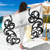 New Zealand WC2026 White Sarong Silver Fern LT7 One Size 44 x 66 inches White - Polynesian Pride
