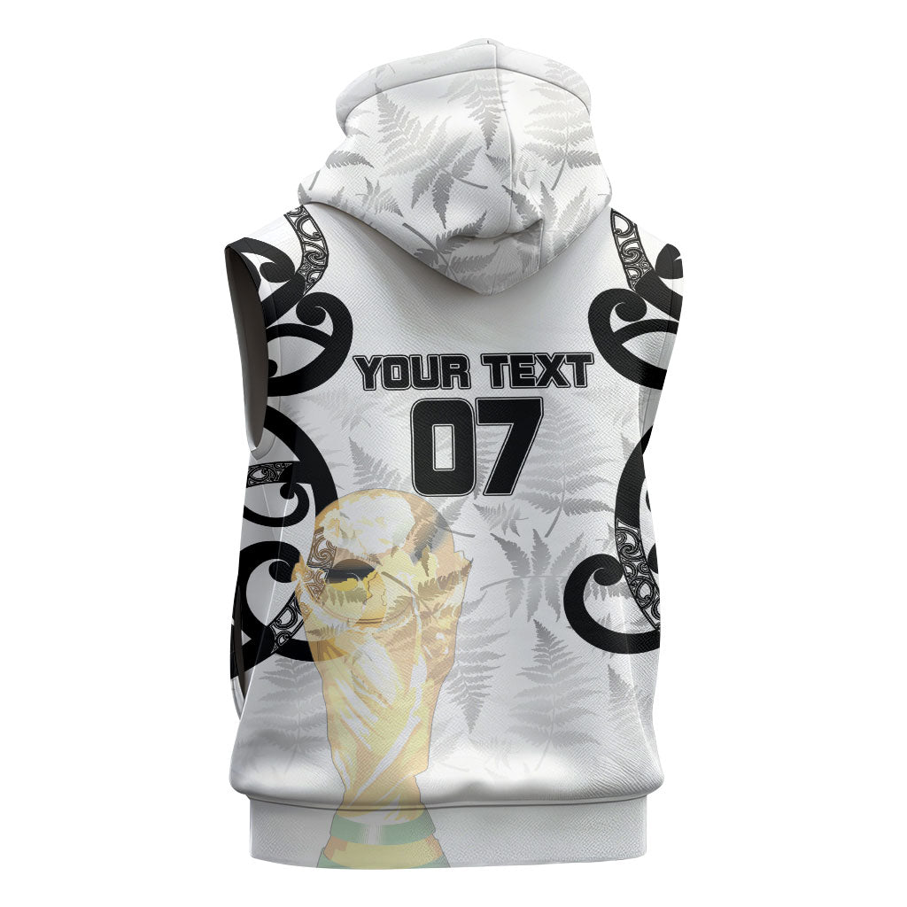 New Zealand WC2026 Custom White Sleeveless Hoodie Silver Fern LT7 - Polynesian Pride