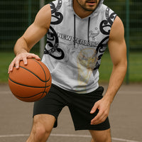 New Zealand WC2026 Custom White Sleeveless Hoodie Silver Fern LT7 - Polynesian Pride