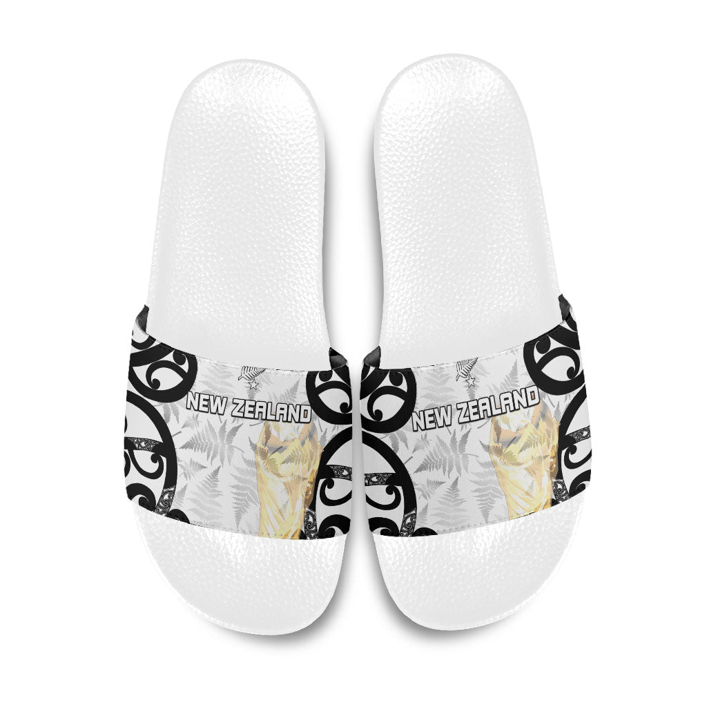 New Zealand WC2026 White Slide Sandals Silver Fern LT7 White - Polynesian Pride