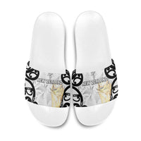 New Zealand WC2026 White Slide Sandals Silver Fern LT7 White - Polynesian Pride