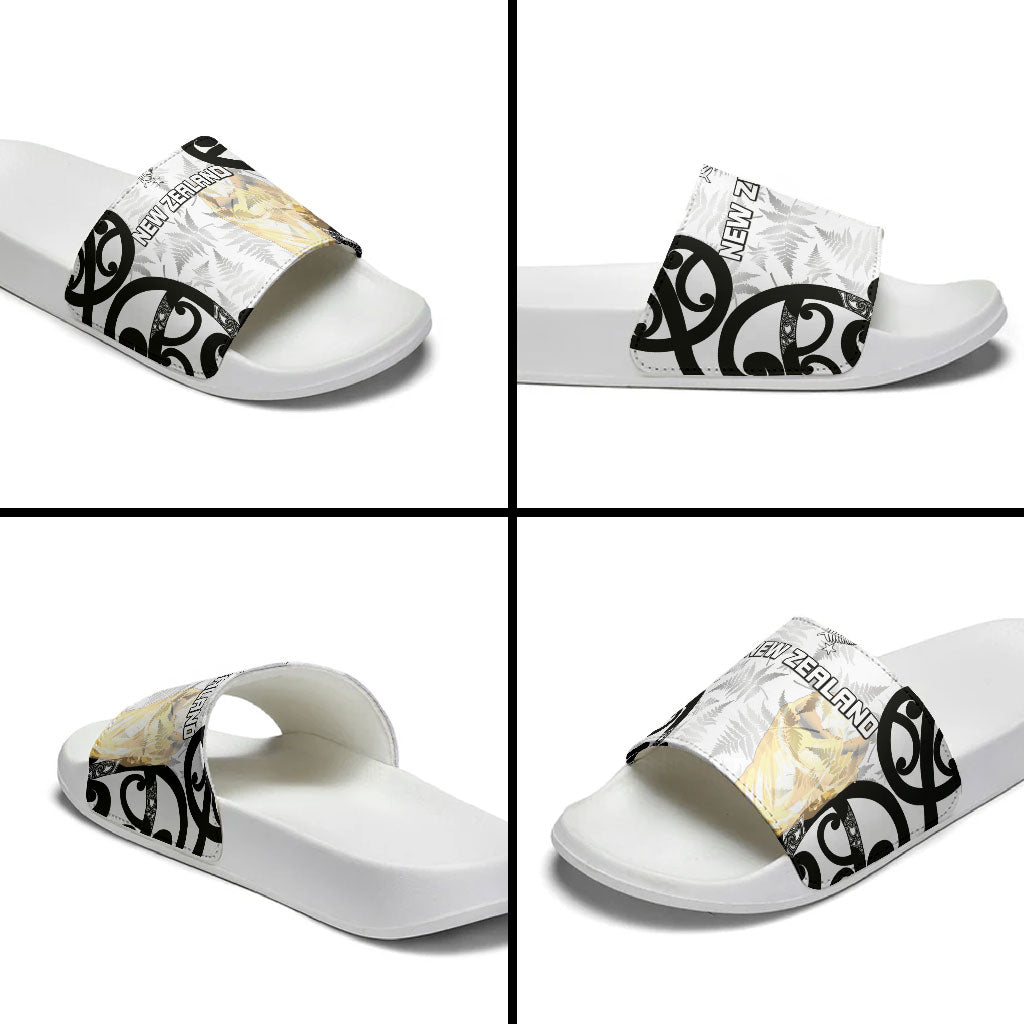 New Zealand WC2026 White Slide Sandals Silver Fern LT7 - Polynesian Pride