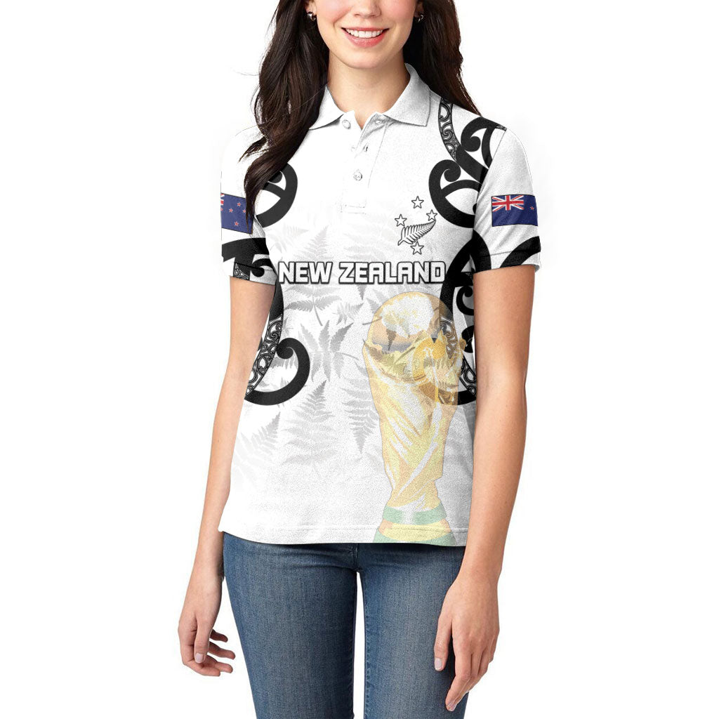 New Zealand WC2026 Custom White Women Polo Shirt Silver Fern LT7 - Polynesian Pride