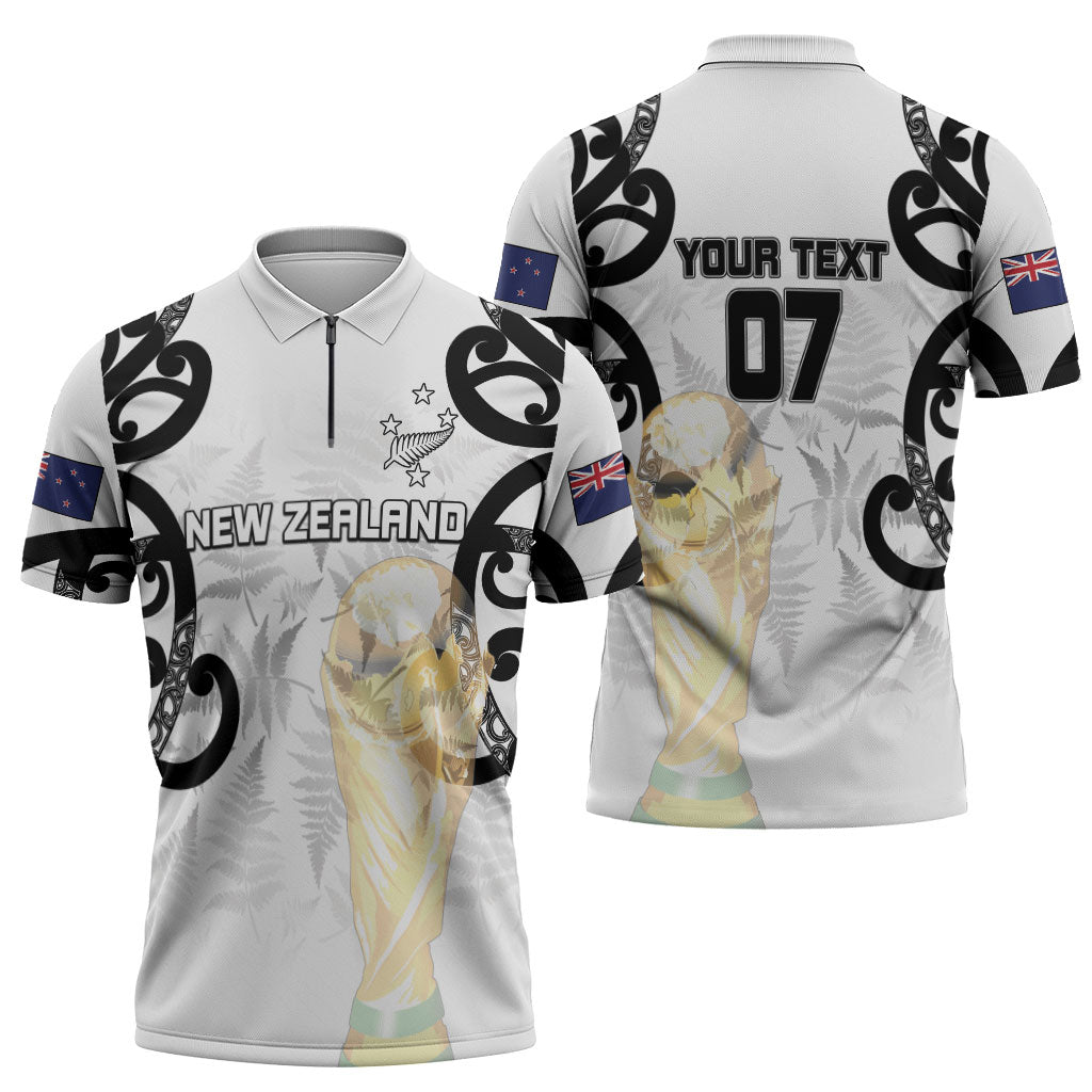 New Zealand WC2026 Custom White Zipper Polo Shirt Silver Fern LT7 - Polynesian Pride