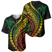 Polynesian Pride Baseball Jersey Turtle Hibiscus Luxury Style - Reggae Ver2 LT7 - Polynesian Pride