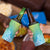 Polynesia 4 in 1 Can Cooler Tumbler Plumeria Blue Gradient Curves