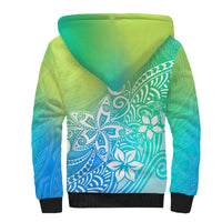 Polynesia Sherpa Hoodie Plumeria Blue Gradient Curves LT7 - Polynesian Pride
