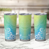 Polynesia Tumbler Cup Plumeria Blue Gradient Curves