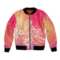 Polynesia Bomber Jacket Plumeria Pink Gradient Curves LT7 Unisex Pink - Polynesian Pride