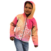Polynesia Kid Hoodie Plumeria Pink Gradient Curves LT7 - Polynesian Pride