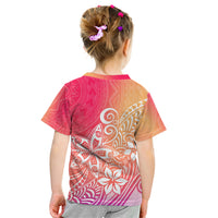 Polynesia Kid T Shirt Plumeria Pink Gradient Curves LT7 - Polynesian Pride