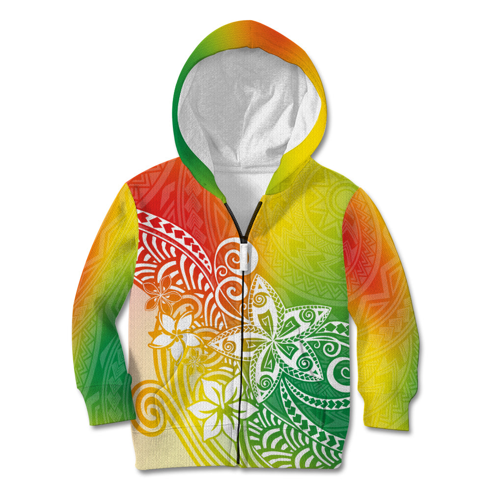 Polynesia Kid Hoodie Plumeria Reggae Curves LT7 Zip Hoodie Reggae - Polynesian Pride