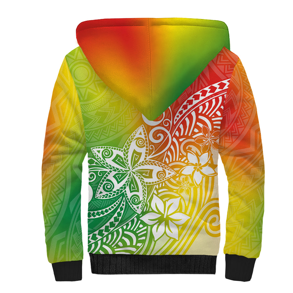 Polynesia Sherpa Hoodie Plumeria Reggae Curves LT7 - Polynesian Pride