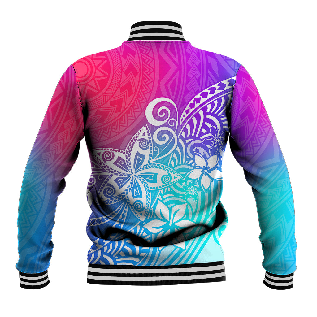 Polynesia Baseball Jacket Plumeria Galaxy Gradient Curves LT7 - Polynesian Pride