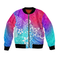 Polynesia Bomber Jacket Plumeria Galaxy Gradient Curves LT7 Unisex Galaxy - Polynesian Pride