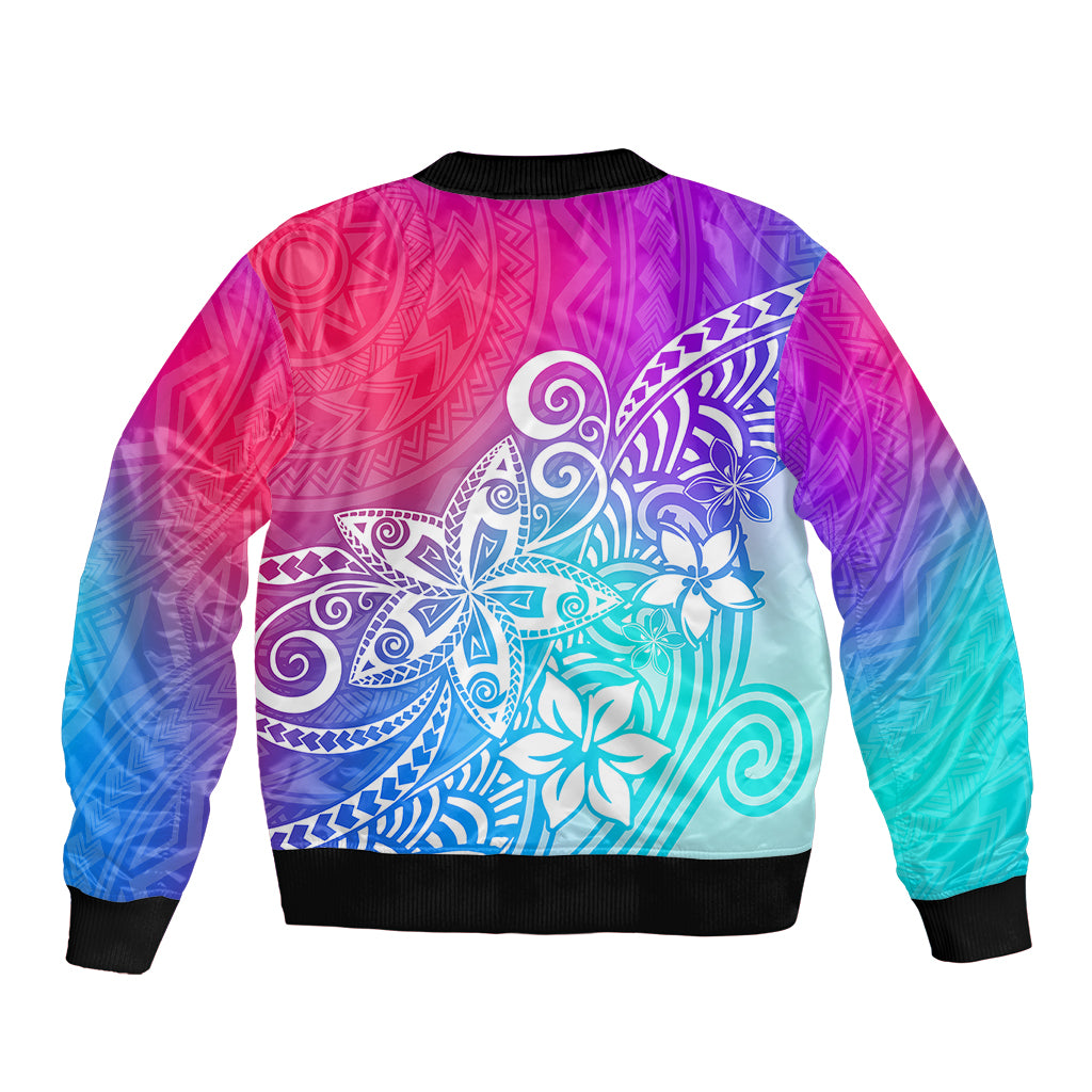 Polynesia Bomber Jacket Plumeria Galaxy Gradient Curves LT7 - Polynesian Pride