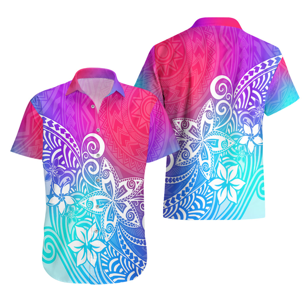Polynesia Hawaiian Shirt Plumeria Galaxy Gradient Curves LT7 - Polynesian Pride