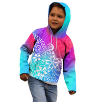 Polynesia Kid Hoodie Plumeria Galaxy Gradient Curves LT7 - Polynesian Pride