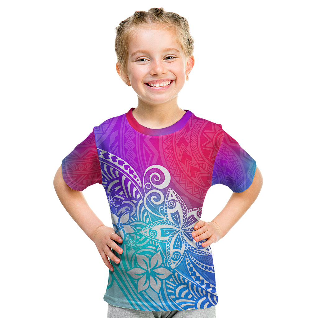 Polynesia Kid T Shirt Plumeria Galaxy Gradient Curves LT7 Galaxy - Polynesian Pride