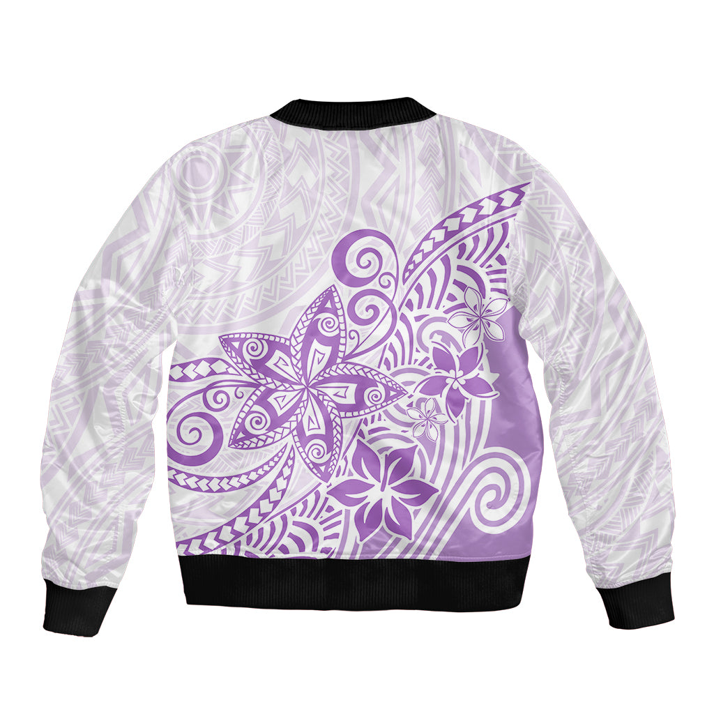 Polynesia Bomber Jacket Plumeria Lavender Curves LT7 - Polynesian Pride