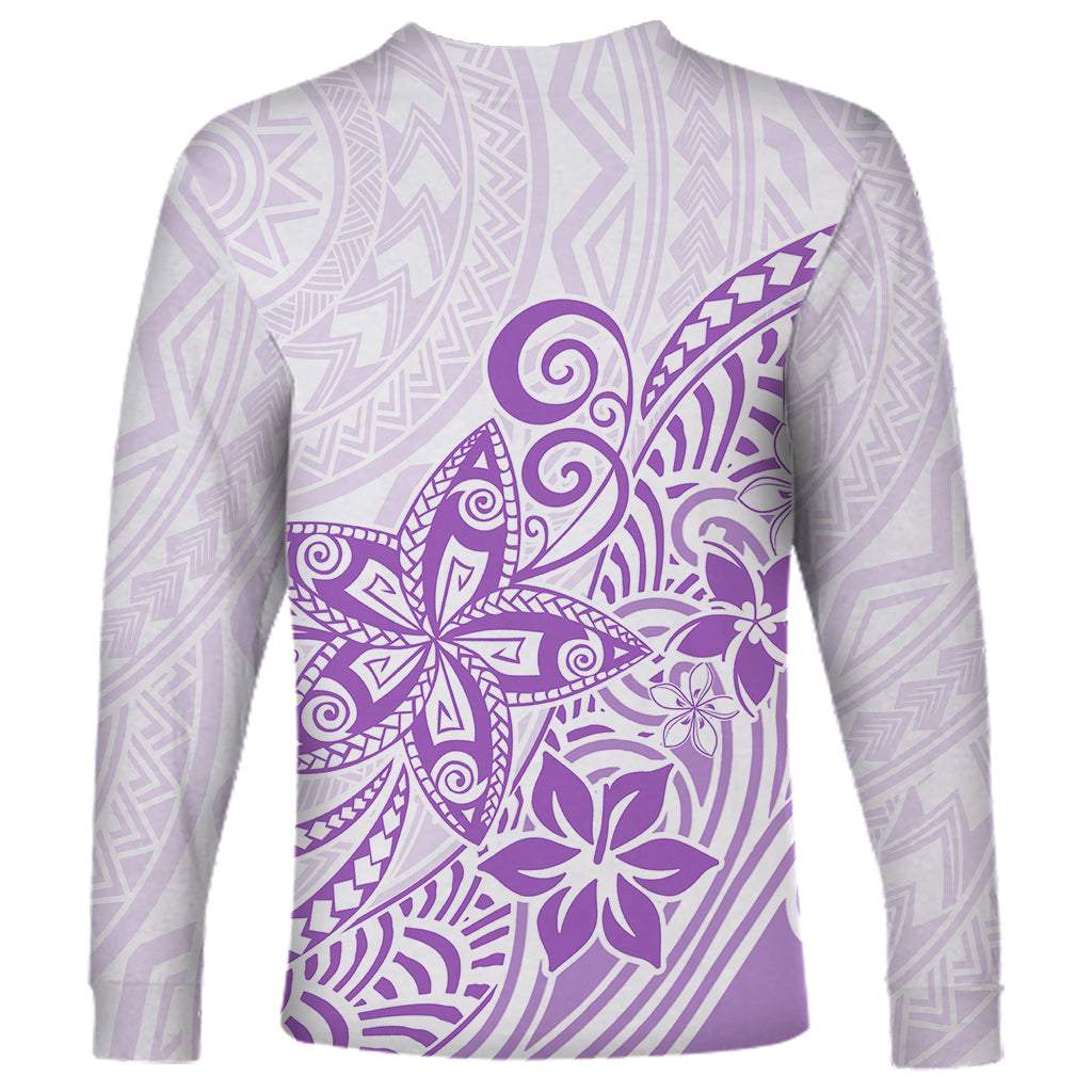 Polynesia Long Sleeve Shirt Plumeria Lavender Curves LT7 - Polynesian Pride