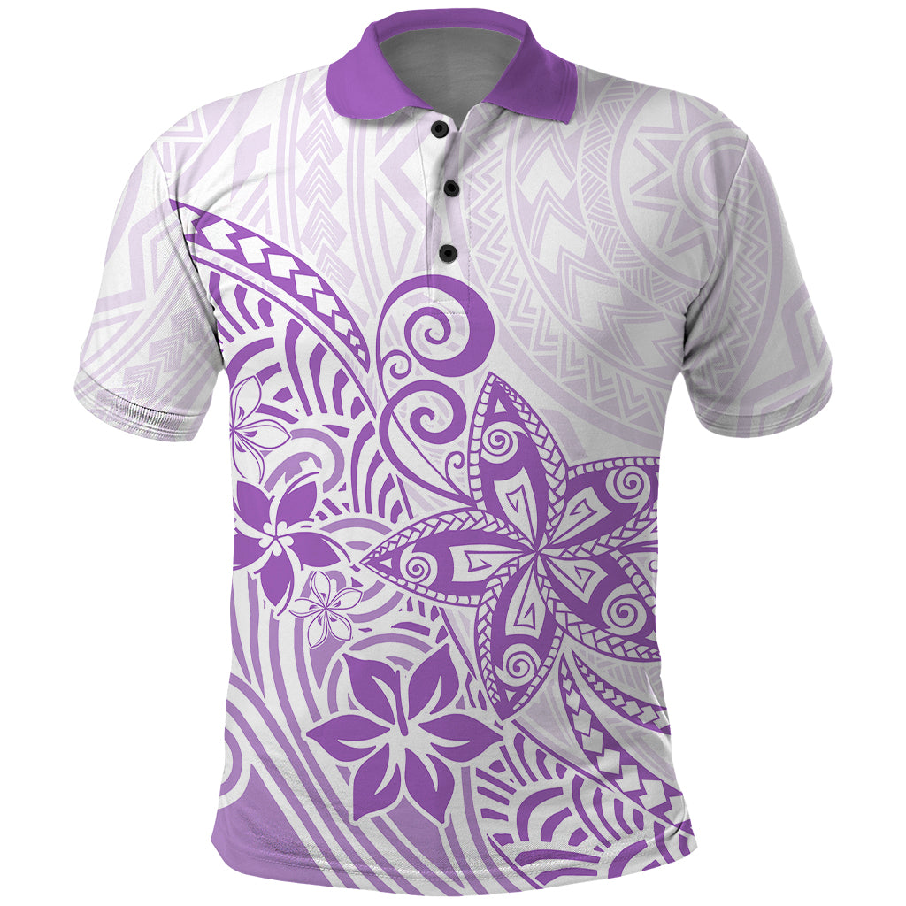 Polynesia Polo Shirt Plumeria Lavender Curves LT7 Purple - Polynesian Pride