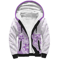 Polynesia Sherpa Hoodie Plumeria Lavender Curves LT7 Unisex Purple - Polynesian Pride
