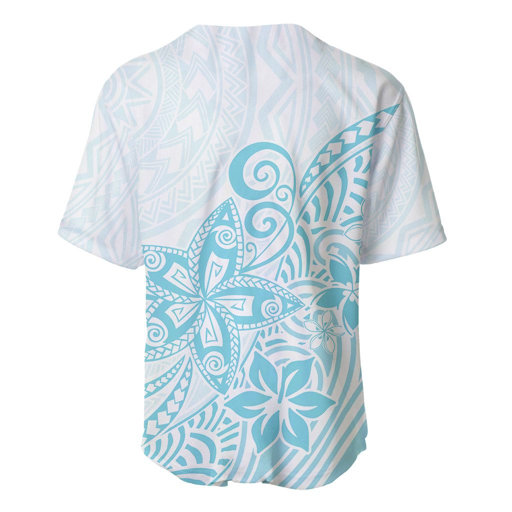 Polynesia Baseball Jersey Plumeria Turquoise Curves LT7 - Polynesian Pride