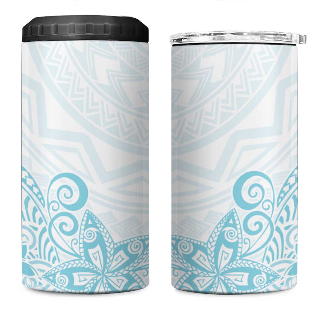 Polynesia 4 in 1 Can Cooler Tumbler Plumeria Turquoise Curves