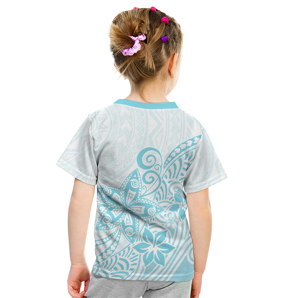 Polynesia Kid T Shirt Plumeria Turquoise Curves LT7 - Polynesian Pride