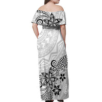 Polynesia Off Shoulder Maxi Dress Plumeria White Curves LT7 - Polynesian Pride