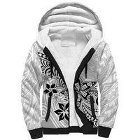 Polynesia Sherpa Hoodie Plumeria White Curves LT7 Unisex White - Polynesian Pride