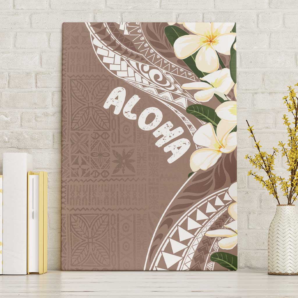 Aloha Hawaii Festive Canvas Wall Art Frangipani Lace Classic - Beige