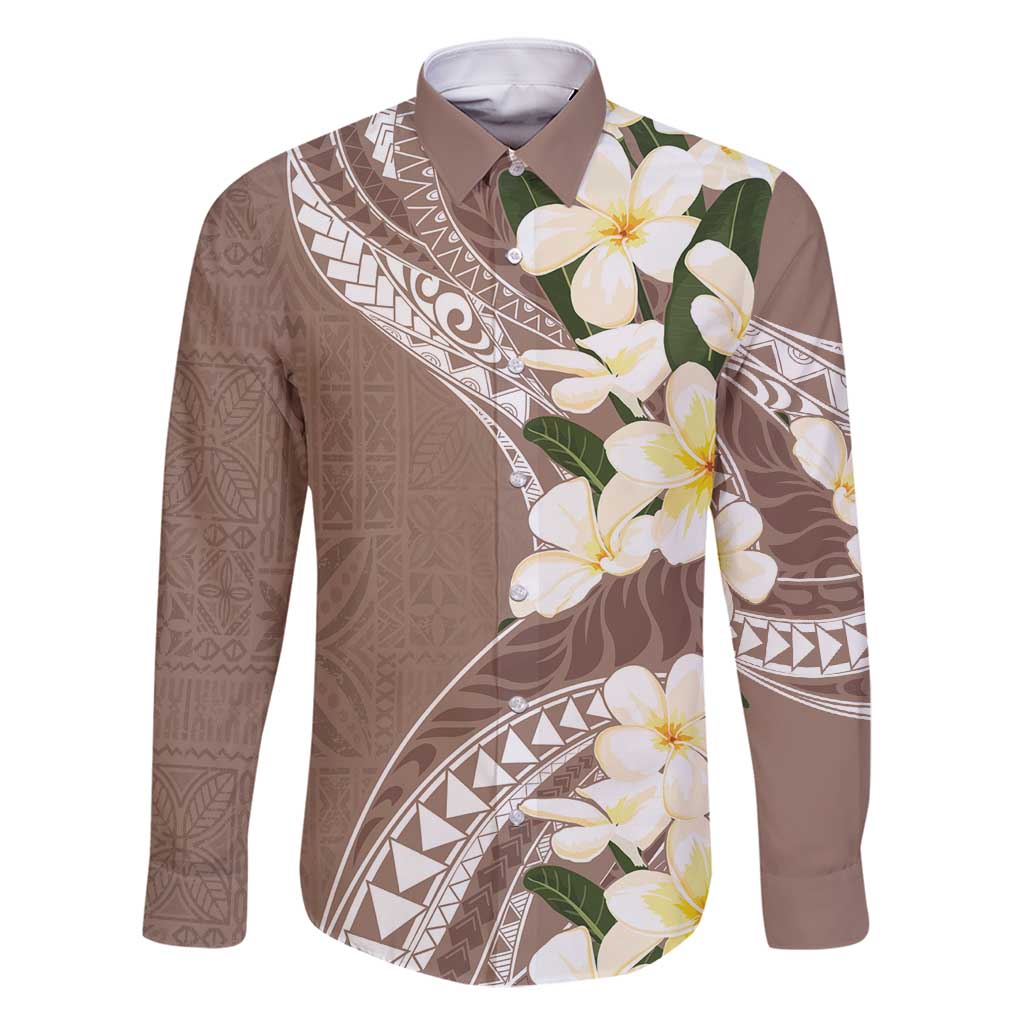 Aloha Hawaii Festive Family Matching Tank Maxi Dress and Hawaiian Shirt Frangipani Lace Classic - Beige