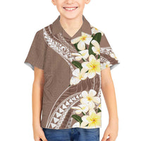 Aloha Hawaii Festive Kid Hawaiian Shirt Frangipani Lace Classic - Beige LT7 Kid Beige - Polynesian Pride