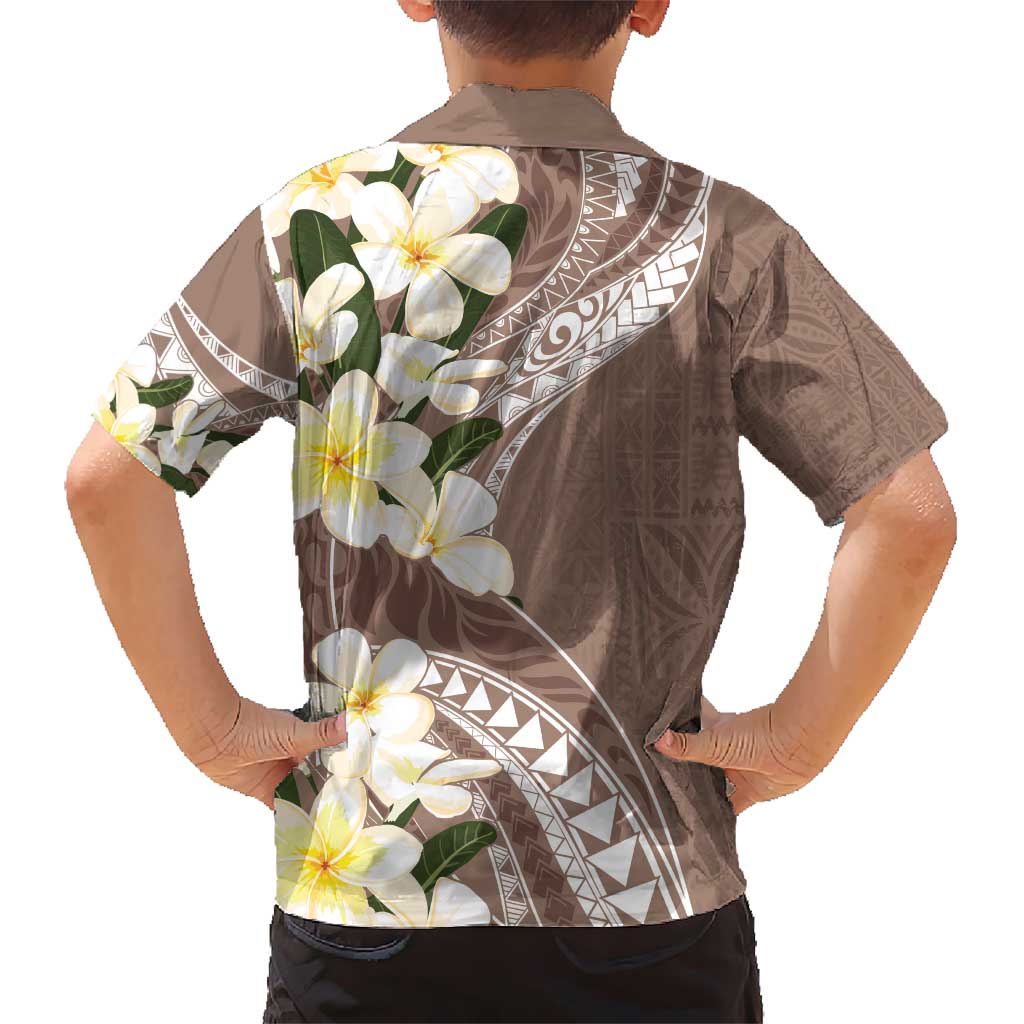 Aloha Hawaii Festive Kid Hawaiian Shirt Frangipani Lace Classic - Beige LT7 - Polynesian Pride