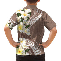 Aloha Hawaii Festive Kid Hawaiian Shirt Frangipani Lace Classic - Beige LT7 - Polynesian Pride